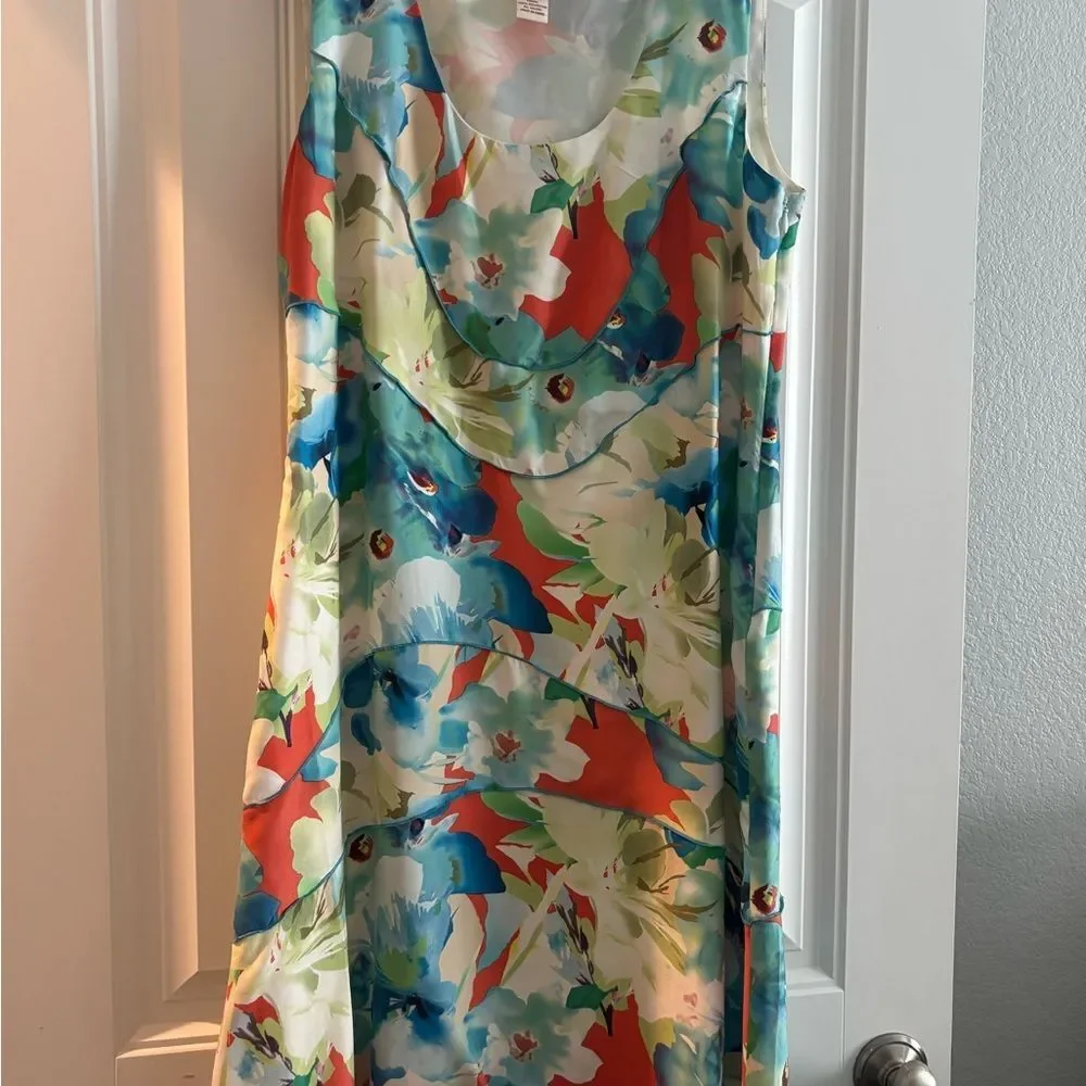 Sundance Floral Blue and Orange Midi Dress - Picture 5 of 5